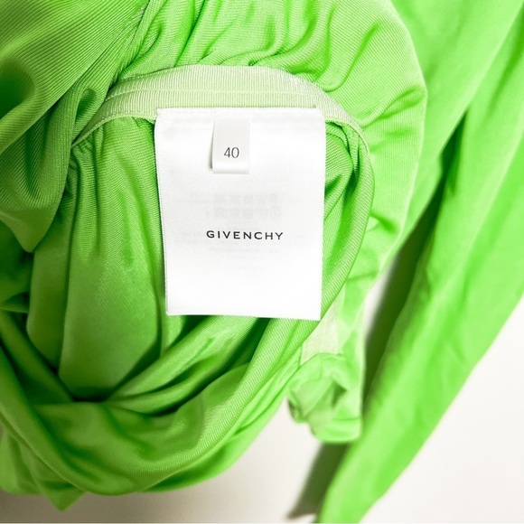 Givenchy Evening Ruched Crepe Dress in Jersey Green Gathered hidden zipper sz 40 - Picture 6 of 14